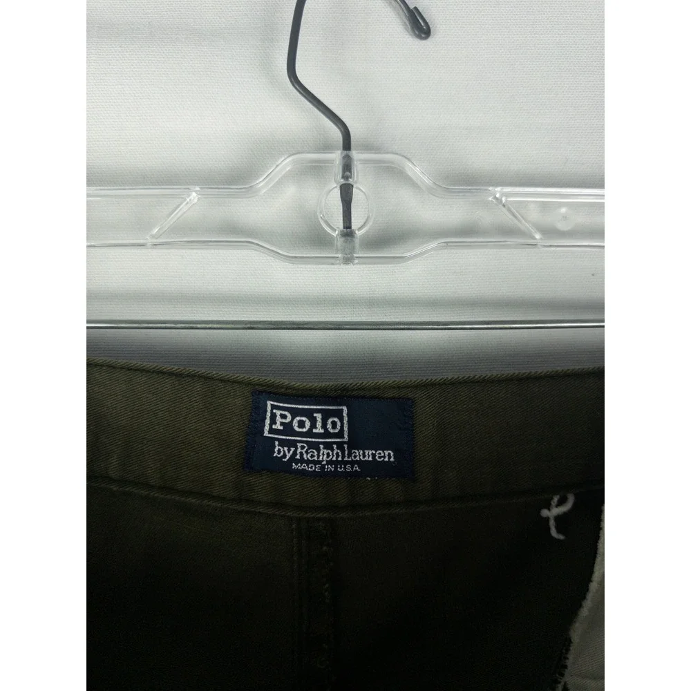 Vintage Polo Ralph Lauren Pleated Chino Pants Mens 38x36 (36x31) Olive Green Mad
